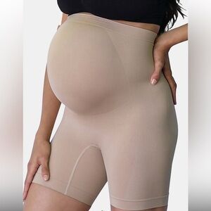 Isabel Maternity High-Waist Shape-wear Shorts - XS Taupe